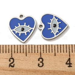 304ステンレススチールエナメルチャーム  アイチャーム付きハート  ステンレス鋼色  10.5x9.5x1mm  穴：1.2mm&nbsp;STAS-L022-004P