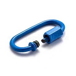 スプレー塗装真鍮ネジカラビナロッククラスプ  ネックレス作り用  オーバル  ブルー  26x13x2mm&nbsp;KK-B032-05