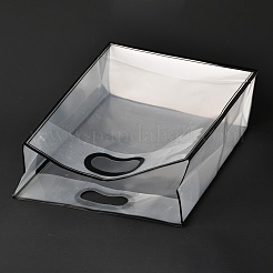 長方形の透明なビニール袋  ハンドル付き  買い物の為  工芸  贈り物  ブラック  40x30cm  10個/袋&nbsp;ABAG-M002-04F
