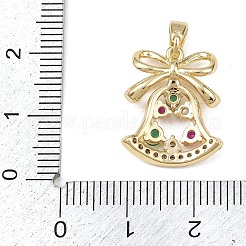 クリスマスブラスマイクロパヴェキュービックジルコニアペンダント  クリスマス鐘  ゴールドカラー  18.5x15.5x5.5mm  穴：4.9x2.8mm&nbsp;LS-KK-K413-02G