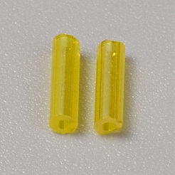 300 個の透明なガラスの丸いラッパ ビーズ  丸い穴  きいろ  6~7x2mm  穴：0.8~0.9mm&nbsp;GLAA-WH0015-74L