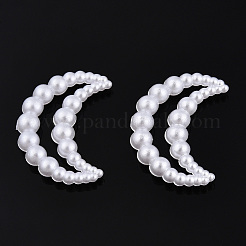 ABSプラスチック模造パールリンクリング  三日月  ホワイト  15x11x2.5mm  内径：1.6x7mm  約1000個/袋&nbsp;OACR-T015-07-01