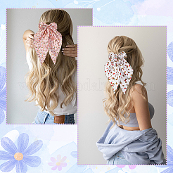 布製スナップヘアクリップ5個（5色）  花柄の蝶結び  白金金属パーツ  ミックスカラー  350~357x145x17mm  1pc /カラー&nbsp;PHAR-SP0001-21