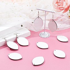 木材ダングルピアス  真鍮のピアスフックとアイスピックピンチベイル  葉  プラチナ  葉：42.5x29.5x3mm  穴：2mm  ピアスフック：30mm  ピン：0.7mm  10セット /箱&nbsp;EJEW-SC0001-17P