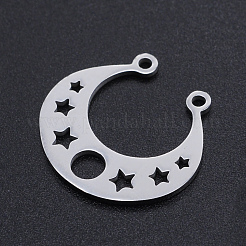 変色しない201ステンレススチールレーザーカットペンダント  ステンレス鋼色  19x20x1mm  穴：1.5mm&nbsp;STAS-S105-T914-1