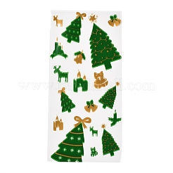 クリスマステーマのプラスチック製収納袋  チョコレート用  キャンディ  クッキーギフト包装  クリスマスツリー模様  27x13x0.01cm  100個/袋&nbsp;ABAG-B003-04