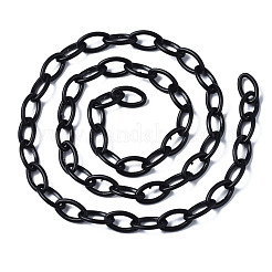 手作りの不透明アクリルアズキチェーン  オーバル  ブラック  13x8x2mm&nbsp;KY-N014-001A