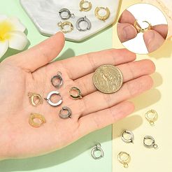 201ステンレススチールハギーフープピアス金具16個  垂直ループ付き  316サージカルステンレススチールイヤリングピン付き  リング  ミックスカラー  11~15x11~13x4mm  穴：1.4~2.7mm  ピン：1mm&nbsp;STAS-FS0002-26A