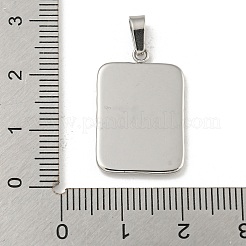 変色しない304ステンレススチールペンダント  長方形のチャーム  ステンレス鋼色  23x15x2mm  穴：5x3mm&nbsp;STAS-F307-33P