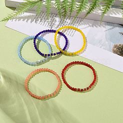 ラウンド天然マレーシアジェイド（染め）ビーズストレッチブレスレット  女性用真鍮グレードaラインストーンビーズブレスレット  ミックスカラー  内径：2-1/8インチ（5.4cm〜5.5cm）&nbsp;BJEW-JB09127