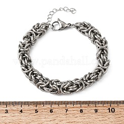 304ステンレススチール製ビザンチンチェーンブレスレット（女性用）  ステンレス鋼色  8mm  7.09インチ（18cm）&nbsp;BJEW-P399-01B-P