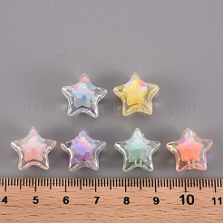 透明なアクリルビーズ  二層ビーズ  ABカラー  多面カット  スター  ミックスカラー  14x15x8.5mm  穴：2mm&nbsp;X-TACR-S152-02D