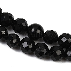 天然石ブラックトルマリンビーズ連売り  ファセット（64ファセット）  ラウンド  5~6mm  穴：0.8mm  約62~67個/連  15.16~15.55インチ（38.5~39.5cm）&nbsp;LS-G-G927-46