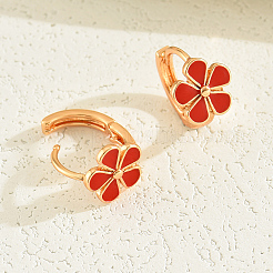 エレガントな真鍮の花のフープピアス  18KGP本金メッキ  13x10mm&nbsp;UD7132