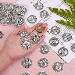 60 個の生活の木ムーンチャームペンダントトリプルムーン女神ペンダント古代ブロンズジュエリーネックレスイヤリング製作工芸品  アンティークシルバー  34mm  穴：3.5mm&nbsp;JX339B