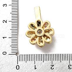 真鍮製マイクロパヴェキュービックジルコニアペンダント  花  ゴールドカラー  24x16.5x8mm  穴：5x2mm&nbsp;LS-KK-P320-04C-G