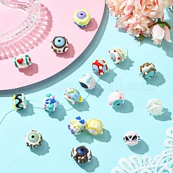 17個 17色手描きアクリル、エナメルビーズ付き  ミックスカラー  14.5~15.5x16.5~21.5x16~20mm  穴：2~2.8mm  1pc /カラー&nbsp;MACR-CJ0002-30