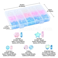 450個15スタイル透明アクリルビーズ  スター＆ハート＆フラワー  ミックスカラー  7~10x7~10x3~4mm  穴：1~1.5mm  30個/スタイル&nbsp;TACR-FS0001-30