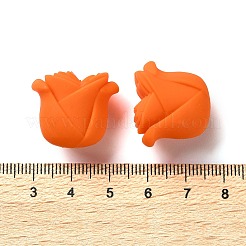 バラの形をしたシリコンビーズ  焦点ビーズ  ダークオレンジ  20x22x15mm  穴：3mm&nbsp;SIL-S011-02C