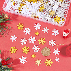 270種類のスタイルのプラスチックカボションセット9個  クリスマス アクセサリー スノーフレーク  ミックスカラー  14~23x12.5~20x1.8~2.4mm  30個/スタイル&nbsp;FIND-AR0003-86