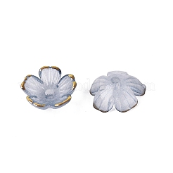 プラスチックビーズキャップ  5  - 花びらの花  ツートン  ゴールドライン入り  ライトスチールブルー  10~11x10~11x4mm  穴：1.6mm  約2000個/袋&nbsp;KY-Q005-04A-13