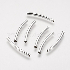 真鍮製チューブビーズ  銀色のメッキ  30x3mm  穴：2.5mm&nbsp;KK-H659-S