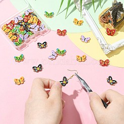 50 個 5 色プリント合金コネクタチャーム  バタフライリンク  ライトゴールド  ミックスカラー  12x17x2mm  穴：1.5mm  10個/カラー&nbsp;FIND-CJ0004-60
