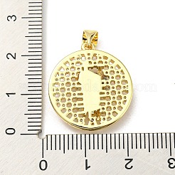 キュービックジルコニアペンダント付き真鍮  カドミウムフリー＆鉛フリー  ラウンド  透明  22x20x3.7mm  穴：5x3.5mm&nbsp;FIND-Z023-09B-02