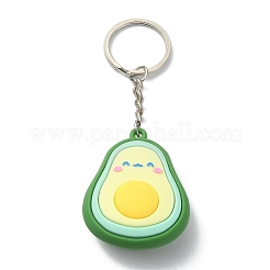 フルーツテーマのPVCペンダントキーホルダー  鉄のスプリットキーリング付き  リンゴ/オレンジ/ドリアン/アボカド/イチゴ  ミックスカラー  9.8~10.9cm&nbsp;KEYC-JKC00510