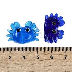 手作りランプワークビーズ  カニ  ミックスカラー  15~17x22~24x7.5~9mm  穴：1.6~2mm&nbsp;LAMP-Q031-018