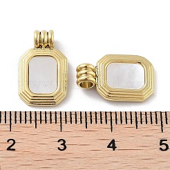 天然石シェルペンダント  イオンプレーティング（IP）304ステンレス鋼製金具  長方形  14KGP本金メッキ  16x10x2mm  穴：3mm&nbsp;STAS-P343-02G