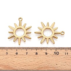 304ステンレスペンダント  太陽のチャーム  イオンプレーティング（ip）  18KGP本金メッキ  31.5x24.5x2mm  穴：1.8mm&nbsp;STAS-T065-06G