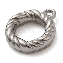 304ステンレスペンダント  ツイストリングチャーム  ステンレス鋼色  18.5x15.5x4mm  穴：2mm&nbsp;STAS-M070-11P