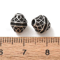304ステンレススチールビーズ  縞模様の双円錐形  アンティークシルバー  8.5x7mm  穴：2mm&nbsp;SA-CBA9DCB-10AS