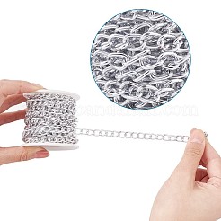 アルミツイストカーブチェーン  溶接されていない  スプール付き  ゴールデン＆シルバー  10x6.5x1.8mm  2のロール/セット&nbsp;CHA-TA0001-04