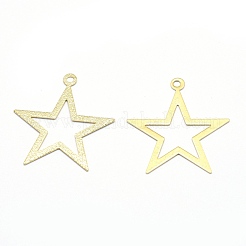真鍮チャーム  切り取る  鉛フリー＆カドミウムフリー＆ニッケルフリー  スター  18KGP本金メッキ  27x25x0.3mm  穴：2mm&nbsp;KK-P155-11G-NR