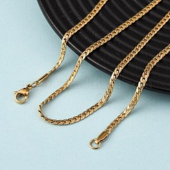 3mm 304ステンレススチールカーブチェーンネックレス  イオンプレーティング（ip）  ゴールドカラー  19.57インチ（49.7cm）&nbsp;NJEW-P338-03G