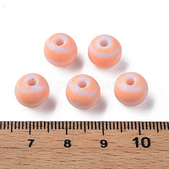 不透明な縞模様のアクリルビーズ  ラウンド  ライトサーモン  10mm  穴：2mm  約940個/500g&nbsp;MACR-S373-27D-08