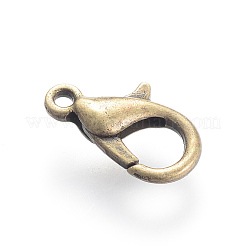 亜鉛合金カニカン  カドミウムフリー＆ニッケルフリー＆鉛フリー  アンティークブロンズ  14x8mm  穴：1.5mm&nbsp;J0APW071-AB-FF