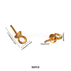 304ステンレススチールカップパールペグベイルピンペンダント  片穴ビーズ作成用  ゴールドカラー  7~7.5x3~4mm  穴：1.5mm  ピン：0.8mm  50個/箱&nbsp;STAS-UN0003-95G