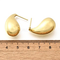 ラックメッキ真鍮ツイストティアドロップスタッドピアス女性用  鉛フリー＆カドミウムフリー  18KGP本金メッキ  26.5x14mm  ピン：0.9mm&nbsp;X-EJEW-K247-02G