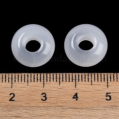 レジンヨーロピアンビーズ  大穴ビーズ  模造キャットアイ  ロンデル  ホワイト  13.5x7.5mm  穴：5mm&nbsp;RESI-F055-08C