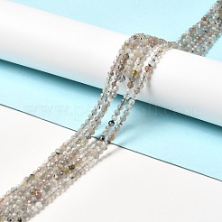天然石ラブラドライトビーズ連売り  多面カット  ラウンド  3mm  穴：0.6mm  約125個/連  15.35''（39センチメートル）&nbsp;G-I341-11