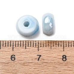 手作りの陶器ビーズ  フラットラウンド  光沢釉の磁器  空色  9x5mm  穴：2mm&nbsp;LS-PR-Z001-01E