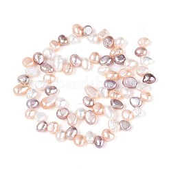 天然養殖淡水パールビーズ連売り  研磨両側  トップ掘削  ミックスカラー  5~6x6~9x3~5mm  穴：0.4~0.5mm  約71~72個/連  13.78~14.17''（35~36センチメートル）&nbsp;PEAR-T006-24