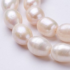 天然養殖淡水パールビーズ連売り  ライス  リネン  10~11x7~8mm  穴：0.5mm  約38~39個/連  14.5インチ&nbsp;PEAR-P002-13-01