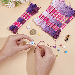 12本撚りのポリコットン（ポリエステル綿）刺繍糸6玉  クロスステッチの糸  グラデーションカラー  パープル  0.8mm&nbsp;DIY-CY0002-94B