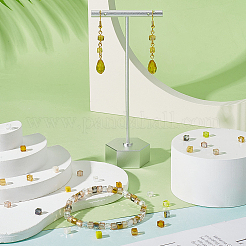 300個 6スタイル電気メッキガラスビーズセット  多面カット  キューブ  ミックスカラー  4~5x4~5x4~5mm  穴：1mm  50個/スタイル&nbsp;GLAA-SC0002-68B