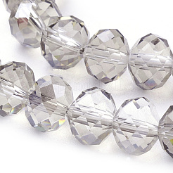 電気メッキガラスビーズセット  半パール光沢メッキ  多面カット  ロンデル  ライトグレー  10x7mm  穴：1mm  約60~61個/連  46~48cm&nbsp;GR10MMY-01S