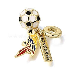 サッカーをテーマにした真鍮とエナメル製のヨーロピアン風ぶら下がりチャーム  大穴ペンダント  オウム  ラックめっき  長持ちメッキ  カドミウムフリー＆鉛フリー  ゴールドカラー  レッド  32mm  穴：4.5mm  ペンダント1: 19x8x1.8mm  ペンダント2: 17x4.5x1.6mm  ペンダント3: 14x11mm&nbsp;KK-CBA8E93-01C